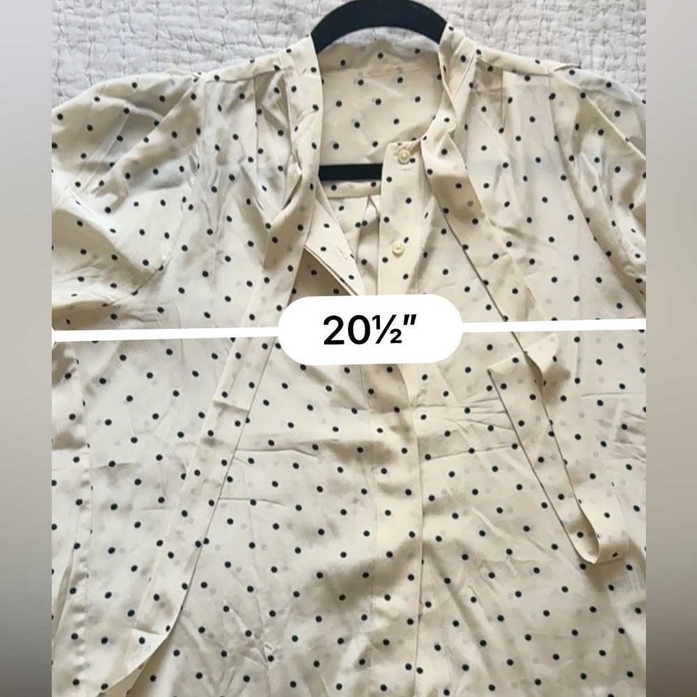 Burberry silk polka dots tie neck top M 3/4 sleeves - Picture 8 of 9